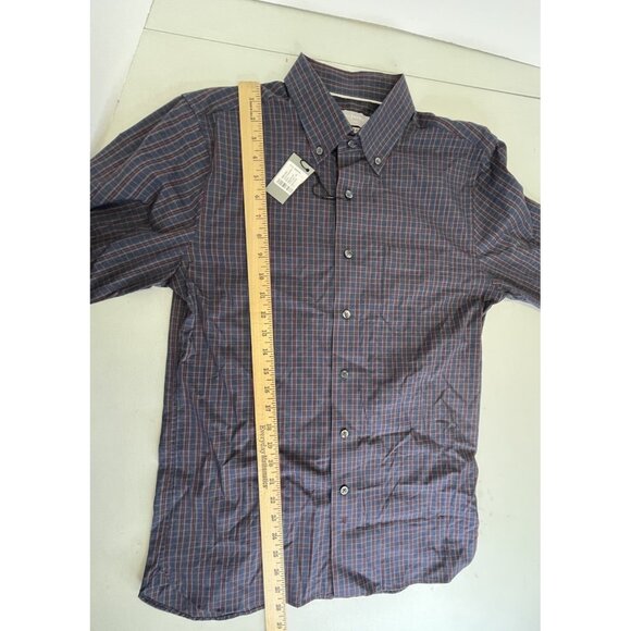NWT Hickey Freeman Cotton Button Front Shirt Blue Red Plaid Sz Small Long Sleeve - Picture 8 of 14